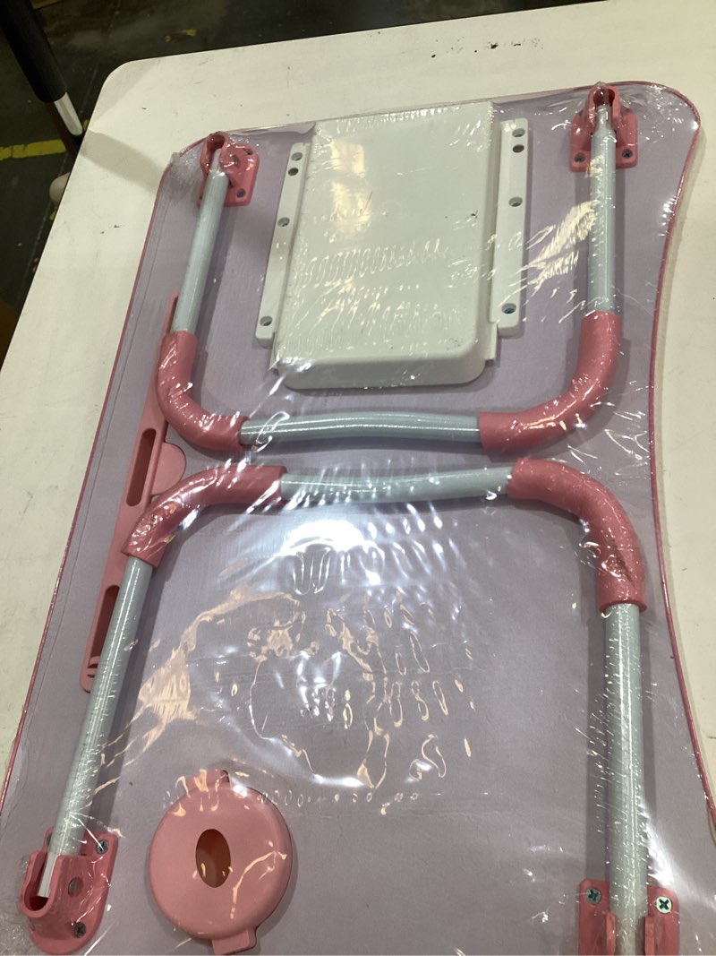 Condition photo showing New/Like New for fisyod foldable laptop table, portable lap desk bed table tray, laptop stand with cup holder & tablet slot & lifting handle for working writing drawing & eating (light pink)