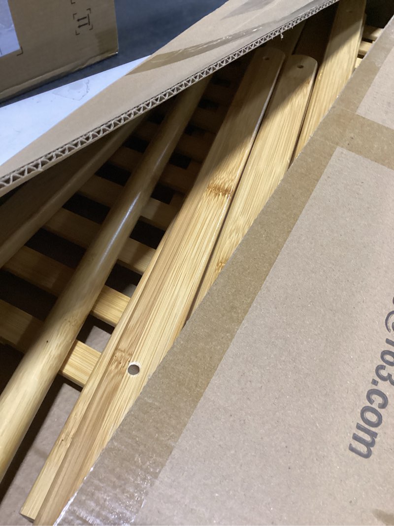 Condition photo showing As Is for Small Clothes Racks,Kids Clothes Hanging Rack, Bamboo Wood Clothing Garment Rack with Shelves, Free Standing Corner Dress Costume Rack for Small Place,Bedroom,Bathroom, Portable Square