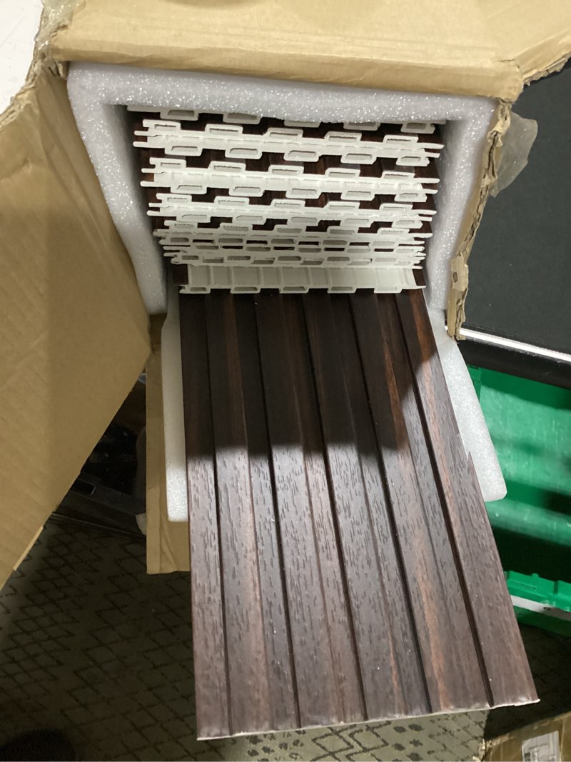 Condition photo showing Good Condition for art3d wpc wainscoting panels, 16-pack 48 x 6 inch 3d wall accents for interior wall decor, living room, bedroom, walnut 48" * 6" walnut 16
