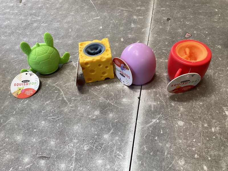 Case Pack Of 24, Assortment Of Squish Pop Toys, Four Different Design, Unicorn, Mouse, Fox, And Turtle
