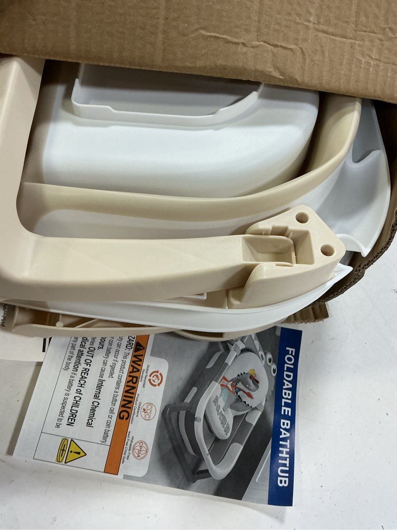 Condition photo showing Good Condition for morefeel collapsible baby bathtub for newborn with thermometer & 1 hooded towel & 1 soft floating cushion,portable travel bathtub with drain hole, durable foldable baby tubs for infants to toddler alligator like beige