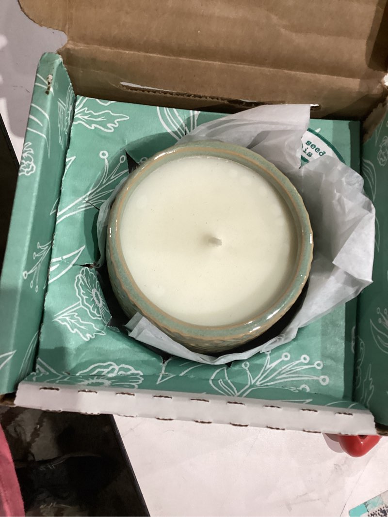 Condition photo showing New/Like New for Hyggelight - The Growing Candle, Rosemary & Sage Scent, 10oz Ceramic Pot, Single Wick Aromatherapy Candles, 100% Soy for Women and Men, Ida Rosemary & Sage Ida