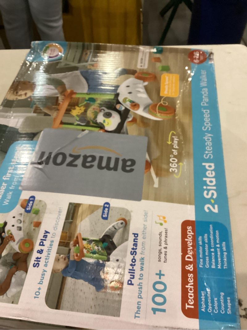 Condition photo showing New/Like New for Fisher-Price Baby Push Toy 2-Sided Steady Speed Panda Walker Musical Learning Activity with 3 Blocks for Infants Ages 6+ Months (Amazon Exclusive)