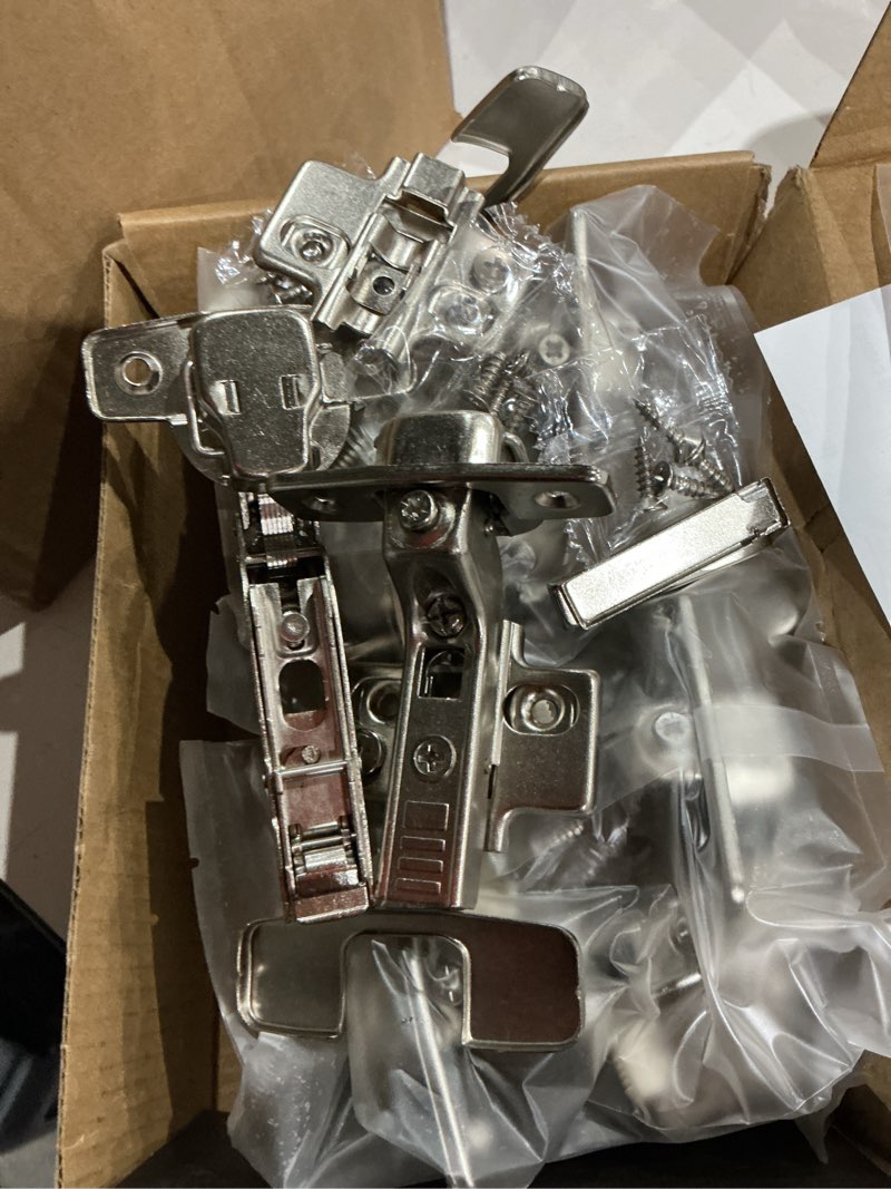 Condition photo showing Good Condition for frameless inset soft close concealed european hinges, self closing satin nickel, 105 ° open angle 4d adjustment, speed control, clip on, stainless steel for cabinet door 10 pack inset