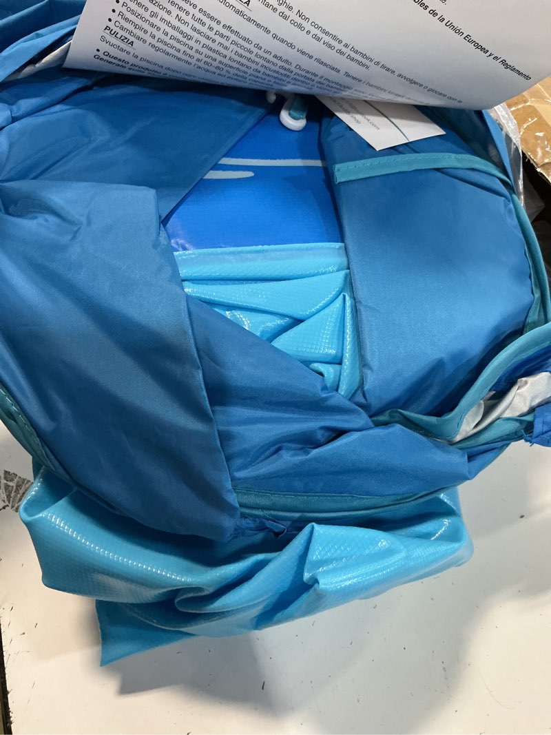 Condition photo showing Good Condition for hikiddy foldable kiddie pool with canopy: 31.5in/ 47in /63in for baby toddler kids family - summer water play pool with shade - portable for outdoor backyard beach (blue-blue, 47in) blue-blue 47in