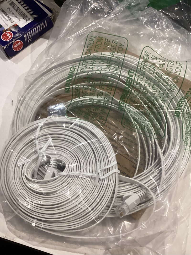 Condition photo showing Good Condition for jadaol cat 6 ethernet cable 75 ft, 10gbps support cat8 cat7 network, flat rj45 lan patch cable, high-speed wired internet cable for router, modem, switch, gaming consoles, pc, streaming devices, white 75ft flat white