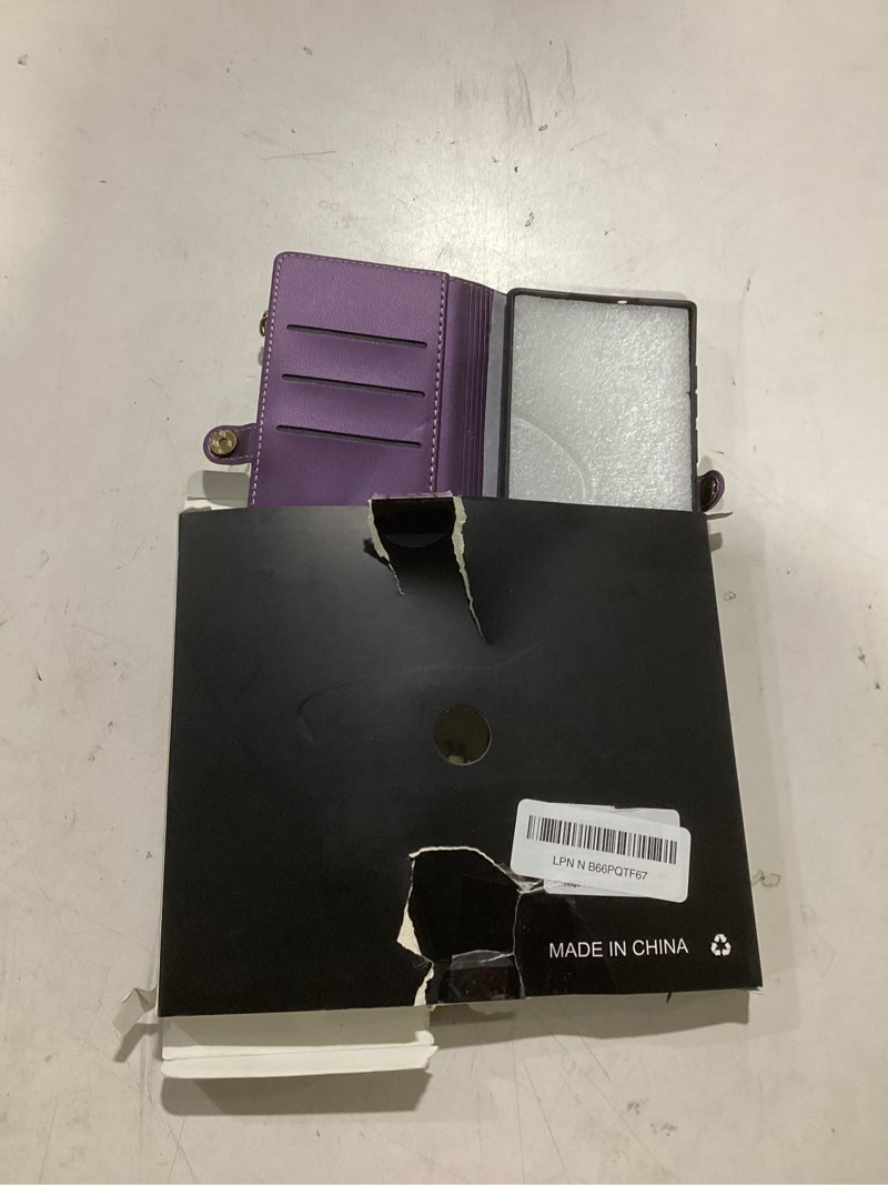 Condition photo showing Good Condition for Defencase Compatible with Samsung Galaxy S22 Ultra Case Wallet with RFID Blocking Card Holder for Women Men, PU Leather Magnetic Snap Flip Zipper Strap Phone Case Fit for Galaxy S22 Ultra 5G, Purple Aesthetic Purple