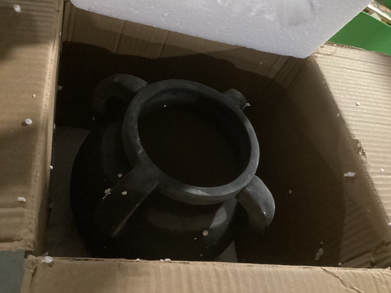 Condition photo showing New/Like New for Similar to photo) Black Ceramic Flower Vase Home Decor, Large Round Farmhouse Table Vases Rustic Vintage Living Room Entrway Kitchen Bedroom Decorations?Minimalist Hand-Made Textured Vase (9.8” H Black Bronze) 9.8\"-Oval Black Bronze-9.8\"