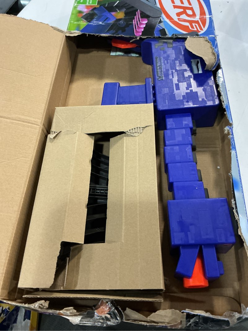 Condition photo showing As Is for nerf minecraft ender dragon blaster, 4-dart internal clip, 12 nerf elite foam darts, design inspired by mob in the game
