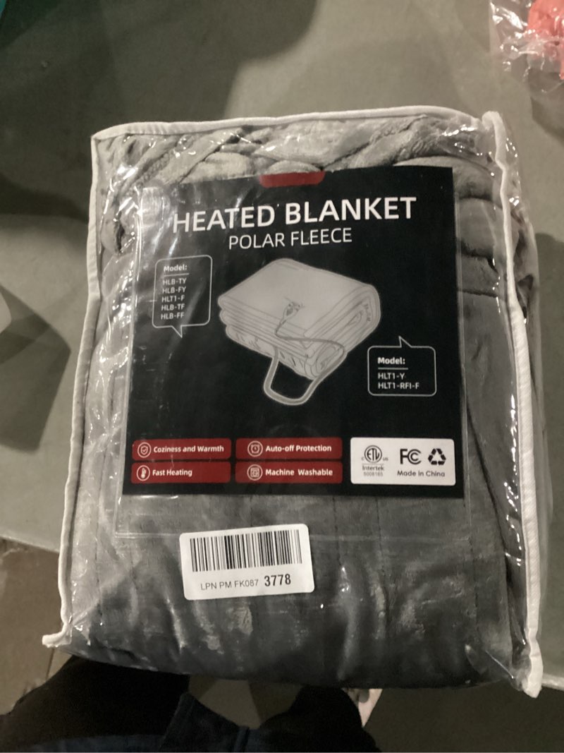 Condition photo showing As Is for PTQ Electric Heated Blanket, Flannel & Sherpa Fast Heating Soft Fleece Heated Twin Blanket 62"x84" with 6 Heating Levels & 10H Auto Off - Blue Blue Twin-62" x 84"
