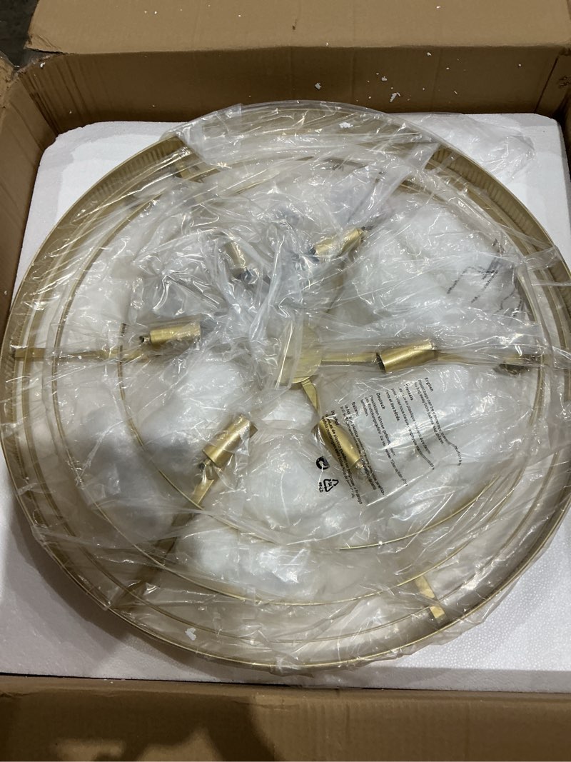 Condition photo showing Good Condition for tochic crystal chandelier, 6-light 3 tiers gold crystal chandelier light, modern farmhouse luxury light fixture for bedroom, dining room, kitchen island, living room, entryway, 28"