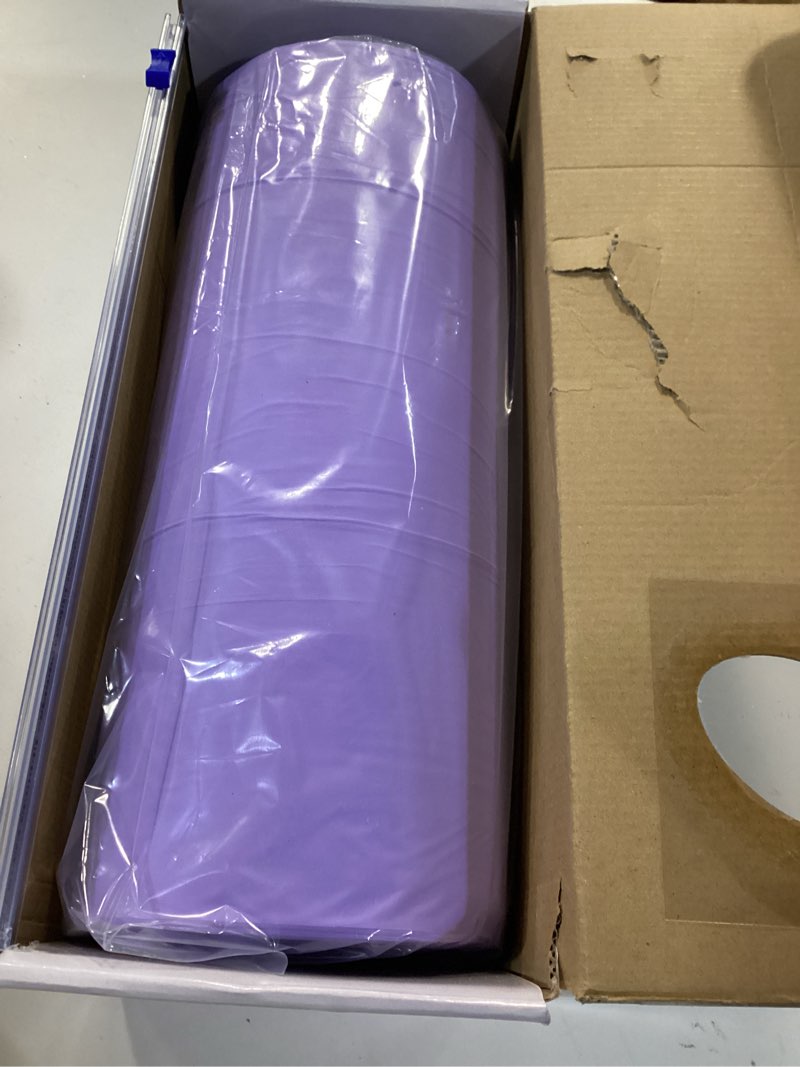 Condition photo showing New/Like New for 54IN X 320FT Plastic Table Cover Roll with Cutter Box, Cut to Size Plastic Table Cloths for Parties, Birthday, Disposable Tablecloth Roll for All Shape Tables (Light Purple, 54 Inch X 320 Feet) Light Purple 3840" x 54" (Rectangular)