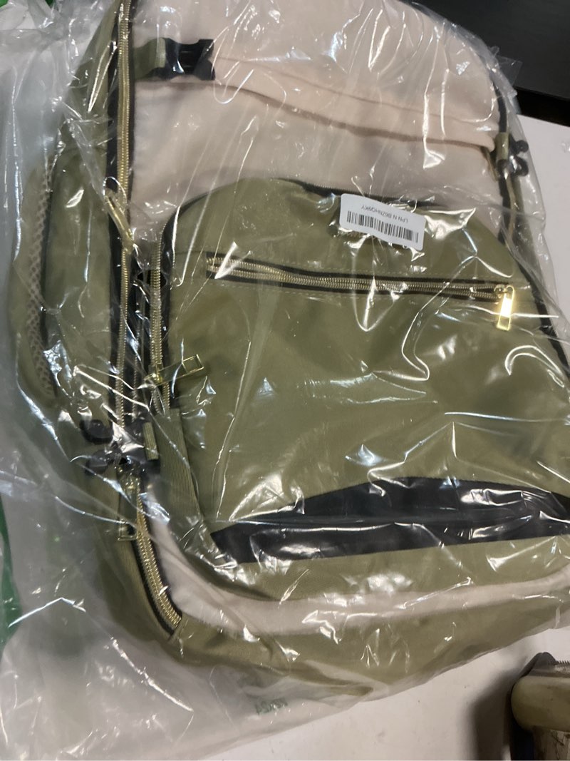 Condition photo showing Good Condition for yamtion 40l large travel backpack for women,carry on luggage with 4 packing cubes, airline approved weekender backpacks for personal items fits 17 inch laptop 40l-sets a green beige