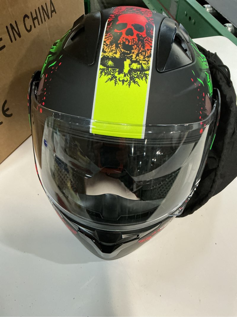 Condition photo showing Good Condition for size m)dot approved full face modular flip-up dual visor motorcycle helmet for men women, lightweight abs shell & ventilated, street bike atv skull small