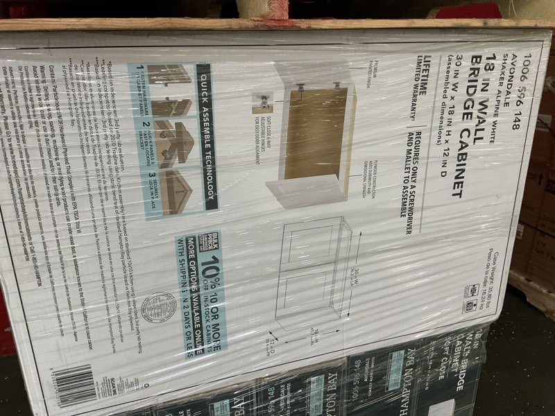 Avondale 30 in. W x 12 in. D x 18 in. H Ready to Assemble Plywood Shaker Wall Bridge Kitchen Cabinet 