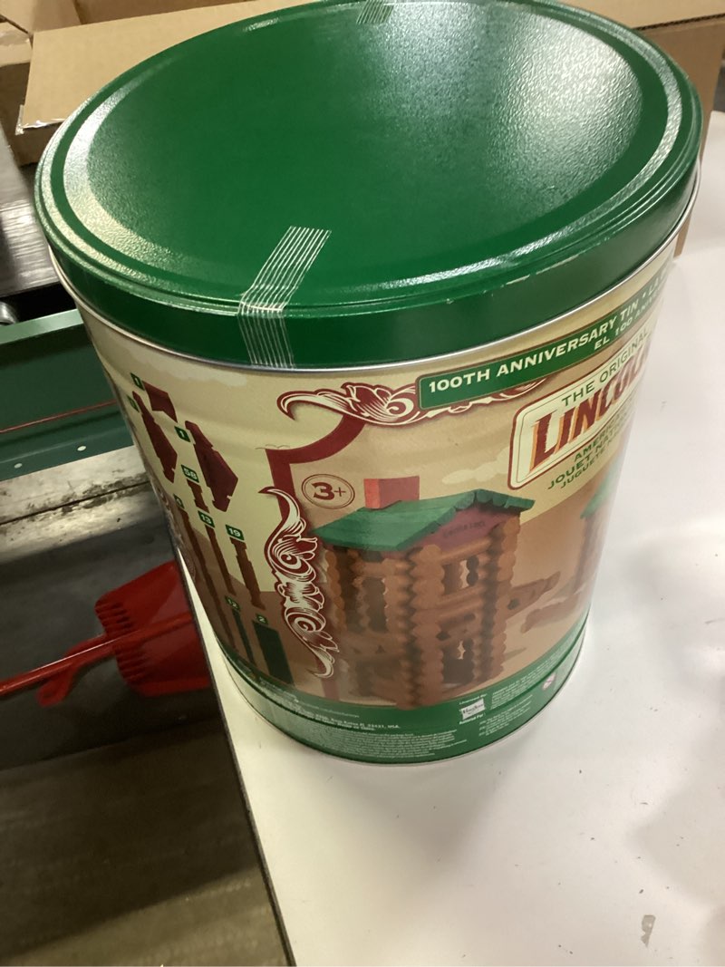 Condition photo showing Good Condition for Lincoln Logs 100th Anniversary Tin