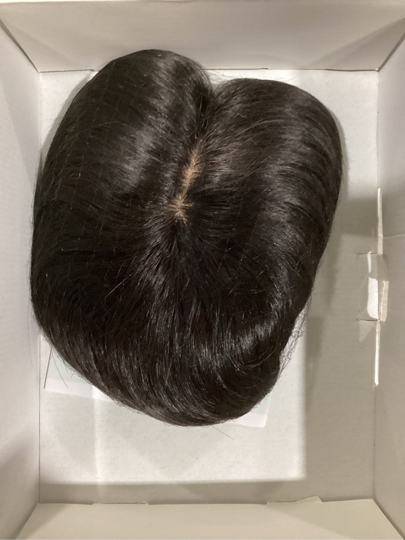 Condition photo showing Good Condition for rich choices hair toppers for women real human hair 100% human remy toppers no bangs for women with thinning on top clip in hairpiece 4"x4.7"lace base 6 inch #1b natural black 6 inch no bang-#1b natural black