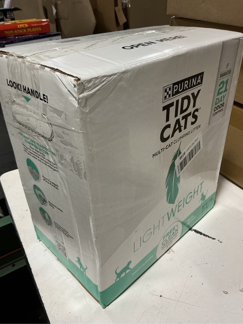 Condition photo showing As Is for purina tidy cats lightweightfree and clean unscented, multi-cat, clumping, 99.9 percent dust free cat litter - 17 lb. box 17 pound (pack of 1)