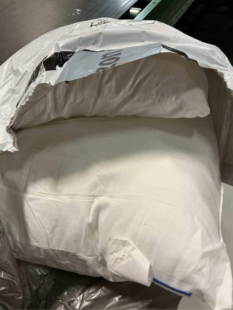 Condition photo showing As Is for miulee throw pillows inserts, pack of 2 18x18 inch 100% virgin fiber filling bed couch pillows