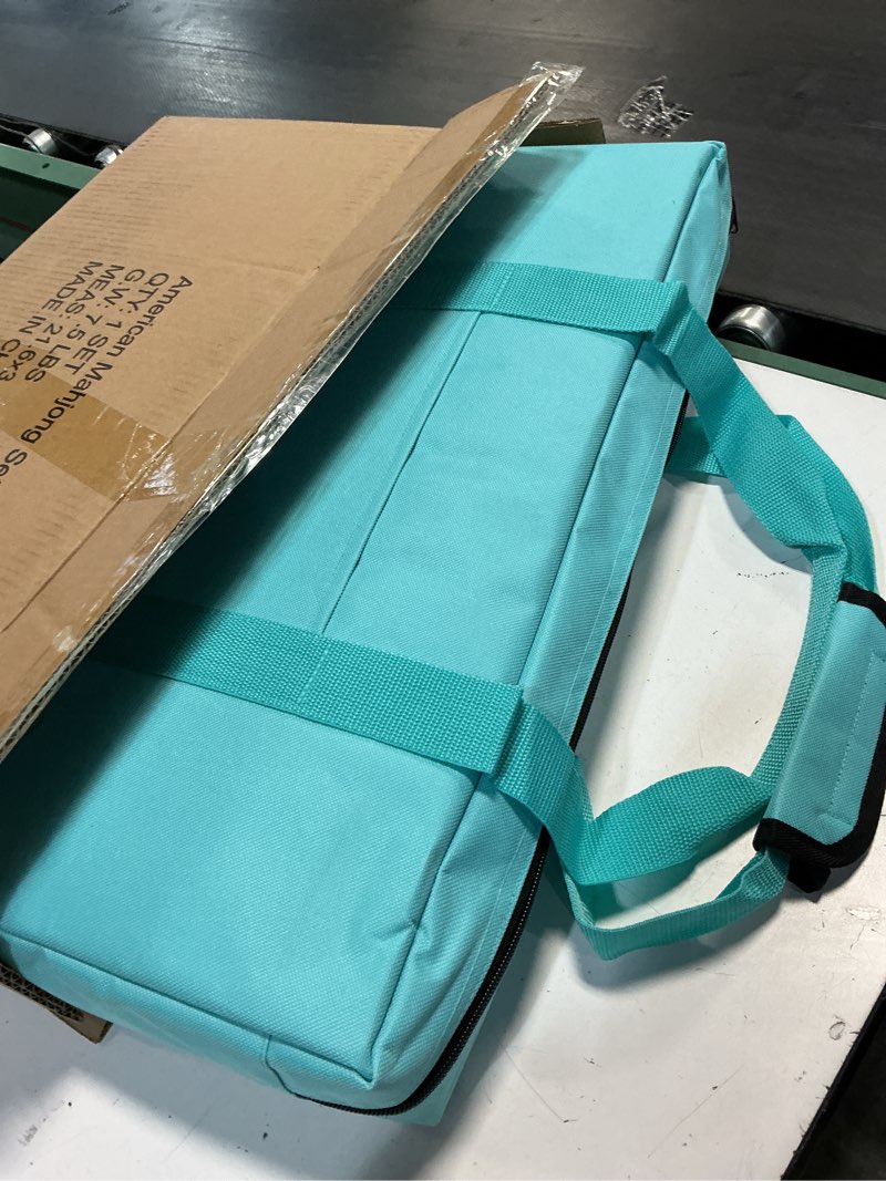 Condition photo showing New/Like New for american mahjong game set, 166 light green tiles, 4 all-in-one color rack/pushers, complete mahjong tile set, light green carrying bag