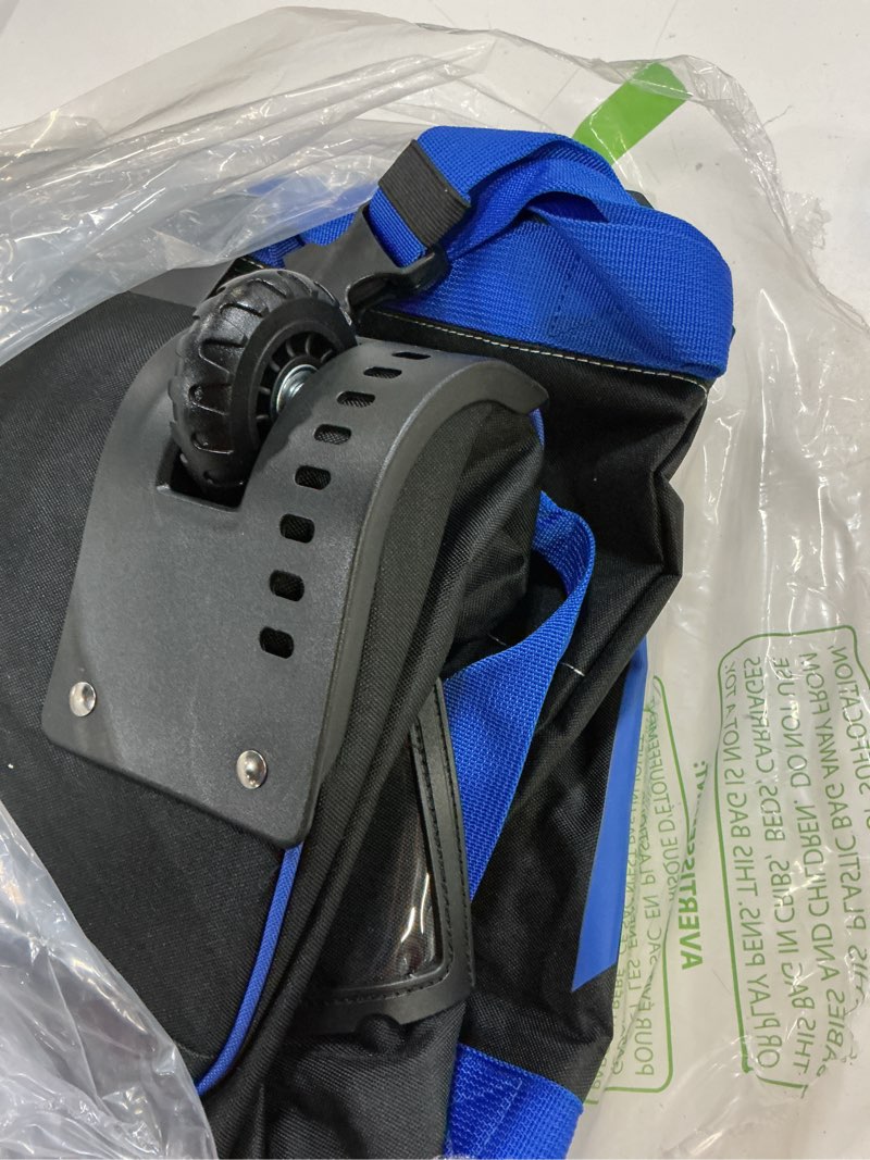 Condition photo showing Good Condition for zeemo golf travel bag, mid-open protective & wheeled airline-approved case for clubs, stand&cartbag, waterproof soft-sided cover made of heavy duty oxford black-blue