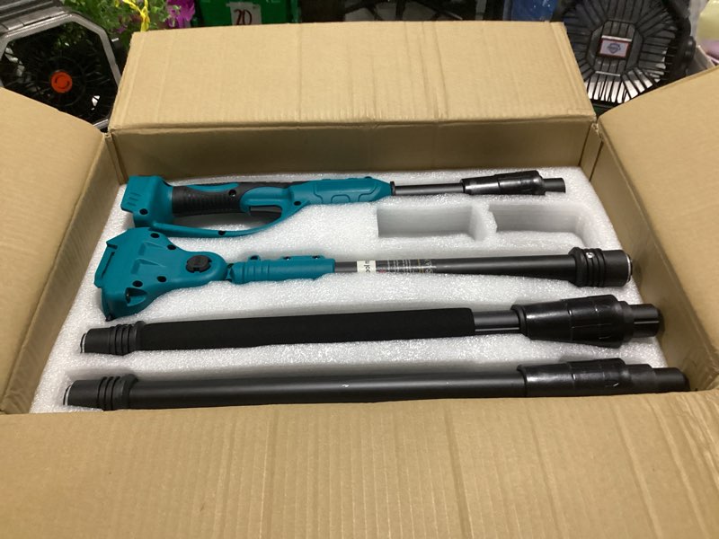 Condition photo showing As Is for pole hedge trimmer cordless for makita 18v battery (no battery), 2-in-1 brushless 12" hedge trimmer and 3.9" grass shear with 8.5ft extension pole, 15ft long reach for tree shrub pruning with 8.5ft extension pole set