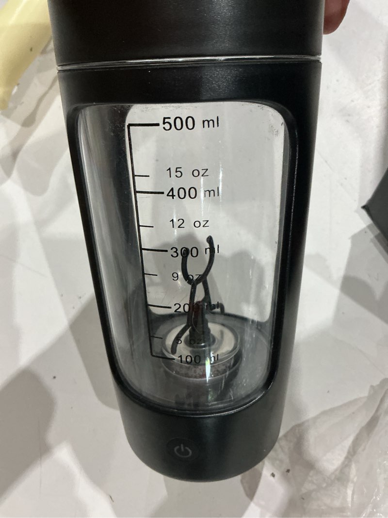 Condition photo showing As Is for squatz 22 oz electric shaker bottle - rechargeable automatic protein shake blender flask, leak-proof & easy to clean, smooth drink in 15 seconds, ideal for gym shakes, coffee, milkshakes (black) 22 ounces version_1