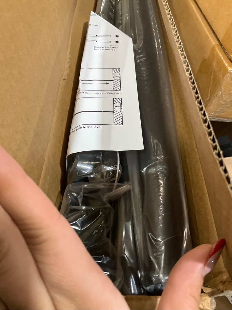 Condition photo showing Good Condition for Homease Tension Shower Curtain Rods 141.7-161 Inch Room Divider Never Rust Adjustable Spring Rods for Window Bathroom Balcony Storeroom Laundry Non-slip No Drilling Easy to Install Black Matte Black 141.7 - 161 In