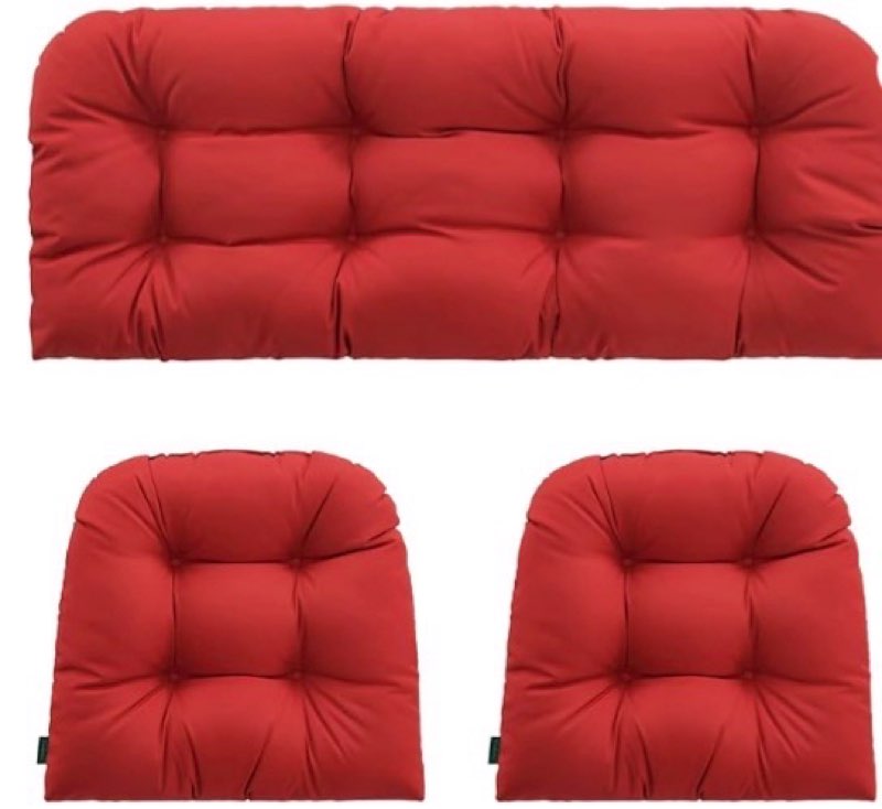 thinmay wicker chair cushions set, 2 u-shaped cushions & 1 loveseat, waterproof outdoor loveseat cus