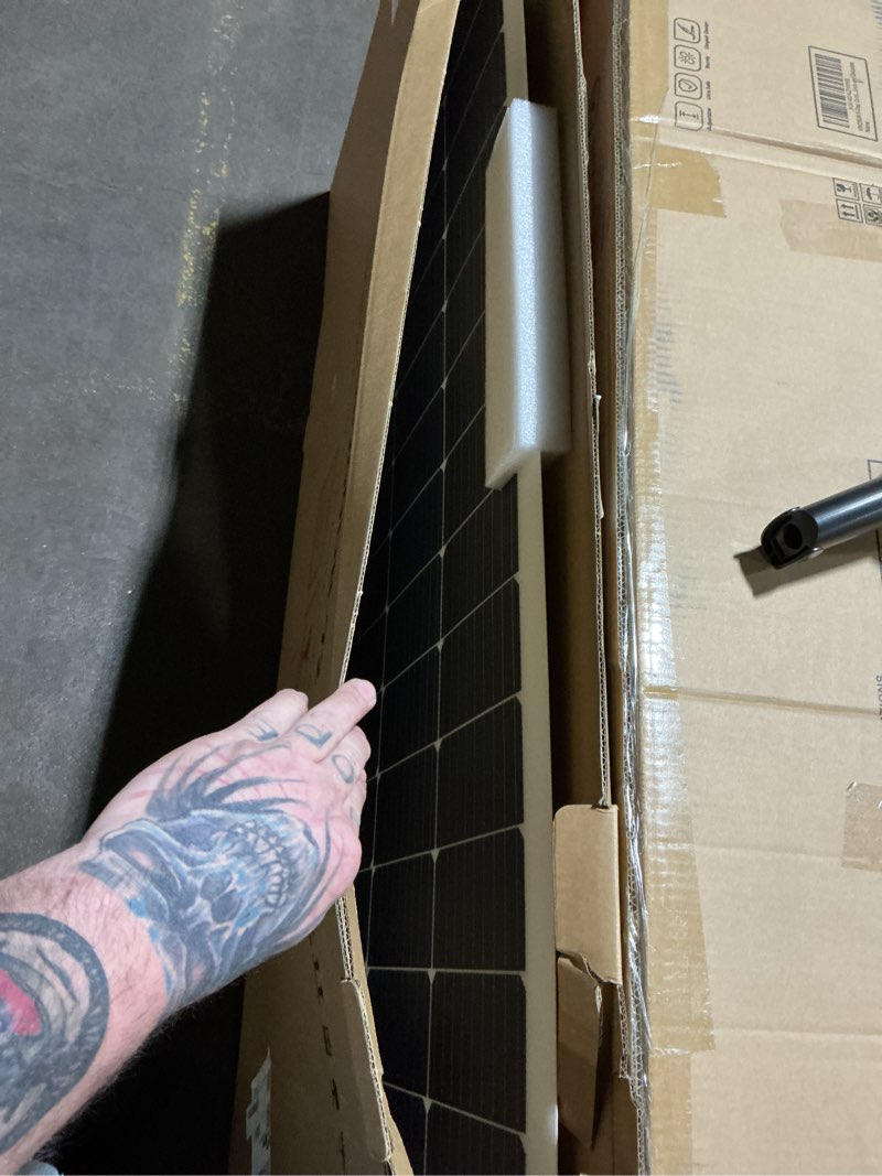Condition photo showing New/Like New for renogy solar panels 200 watt 12v, flexible solar panel 200w 22% high-efficiency, 240° ultra lightweight solar panels for marine rv cabin van car boat camping curve surfaces