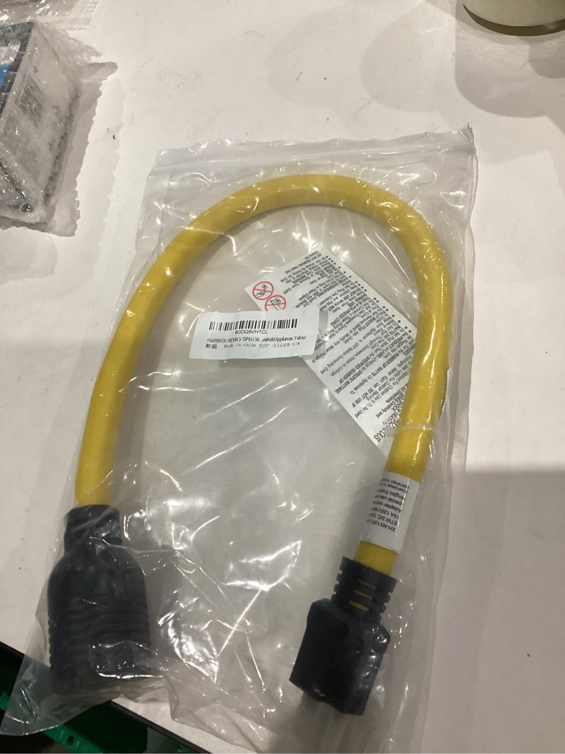 Condition photo showing New/Like New for NEMA 5-15P to L14-30R Generator Adapter with 2FT Extension Cord, 15 Amp 3-Prong Male Plug to 30 Amp 4-Prong Female Plug for RV Campgrounds, Household Appliances (Yellow)