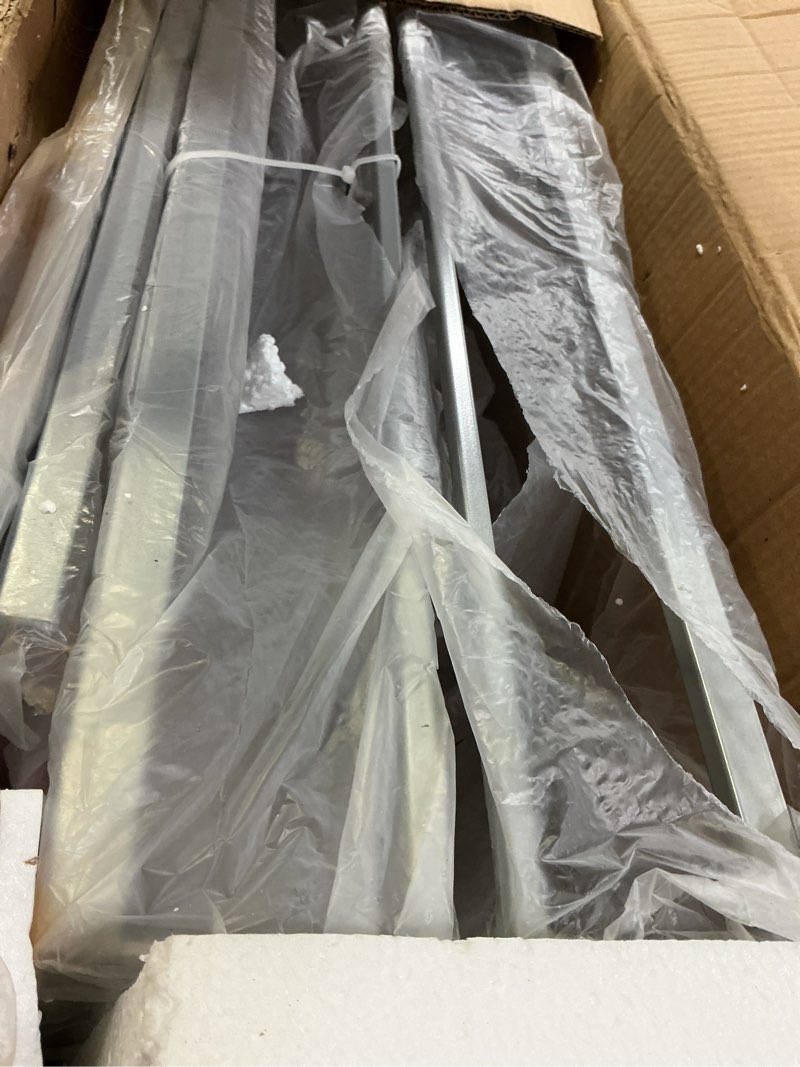 Condition photo showing Good Condition for FirsTime & Co. Silver Delilah Bar Cart, 2 Tier Mobile Mini Bar, Kitchen Serving Cart and Coffee Station with Storage for Wine and Glasses, Metal and Glass, Modern Matte Silver Glass