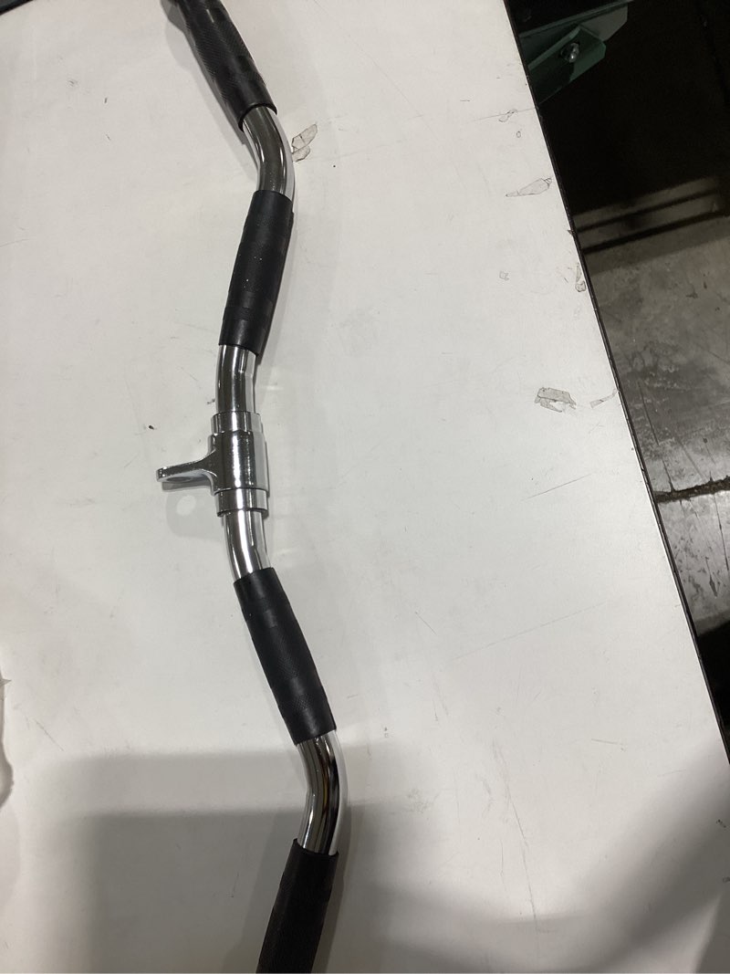 Condition photo showing Good Condition for lat bar cable machine attachment, curl pulldown bar with full rotation and rubber handle for gym, strength workout, body training, muscle building, 30 inch