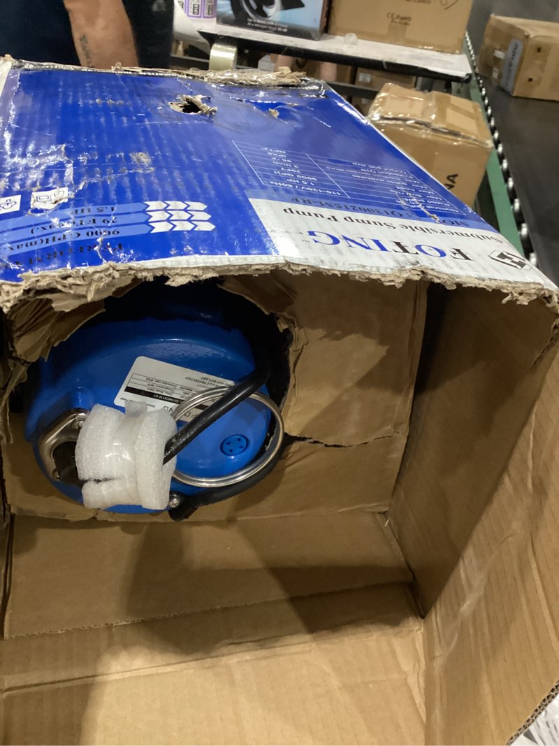 Condition photo showing Good Condition for foting 1.5hp 9000gph sump pump submersible sewage/effluent pump - heavy duty cast iron automatic/manual- septic pump for sump basin/residential/sewage/basement,sewage pumps 2'' npt discharge,blue