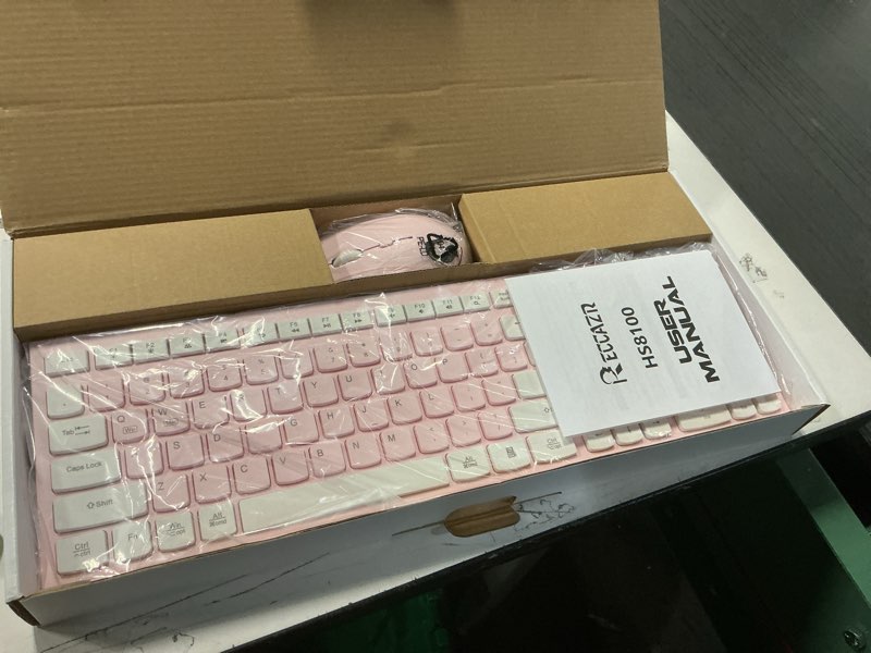 Condition photo showing Good Condition for Wireless Keyboard and Mouse Combo, Reccazr 2.4G Full-Sized Keyboard and Mouse Cordless, 3 DPI Adjustable Mouse, Dual-System Keyboard for Computer/Laptop/Windows/Mac (Pink & White) Pink & Cream