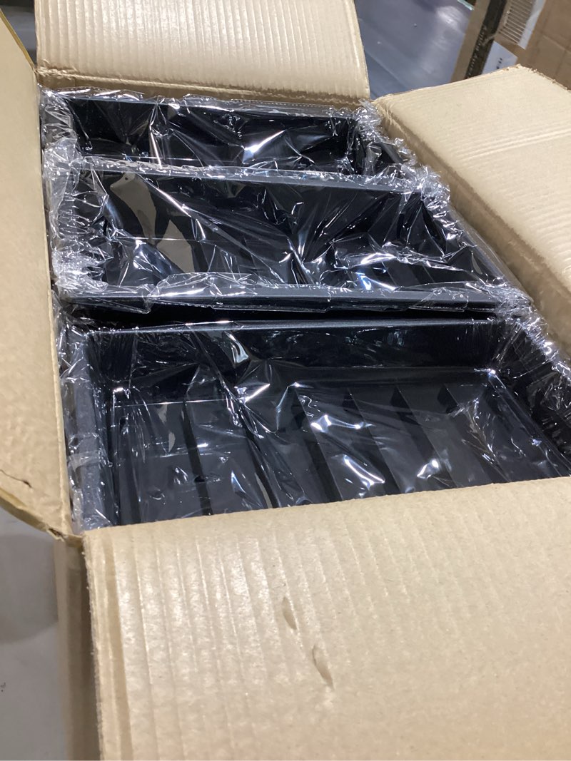Condition photo showing Good Condition for 50 plant growing trays (no drain holes) - 20\" x 10\" - perfect garden seed starter grow trays: for seedlings, indoor gardening, growing microgreens, wheatgrass & more - soil or hydroponic black no drain holes