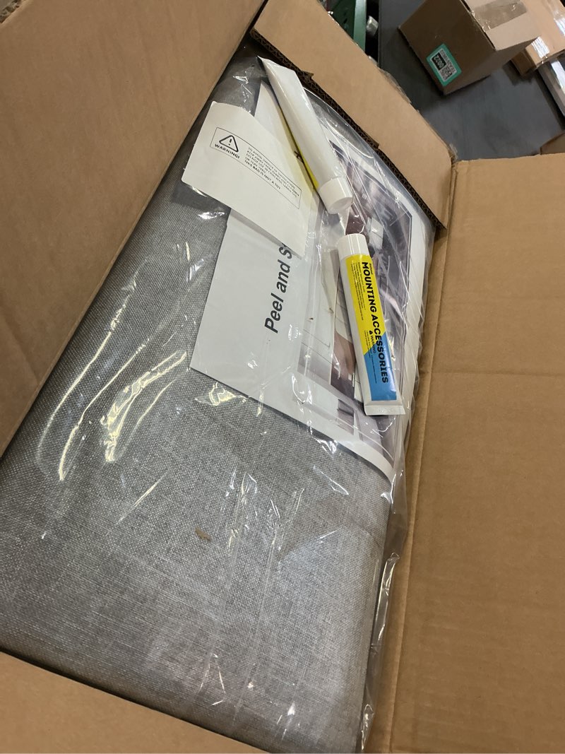 Condition photo showing Good Condition for 9-Pack Queen Size Upholstered Headboard Panels, Wall Mounted Peel and Stick Backboard for Interior Wall Decor, Bed Headboard Queen Size, Tufted Style, 10"x24" Each, Light Grey Fabric - Light Grey Queen