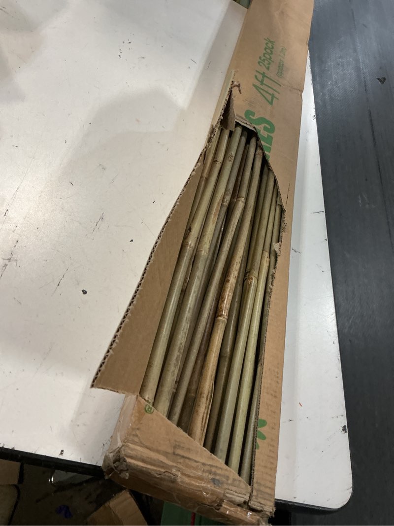 Condition photo showing Good Condition for cambaverd bamboo stakes 4ft natural plant stakes for tomatoes, beans, climbing plants support - 25 pack bamboo sticks for plants 4 ft-25pack
