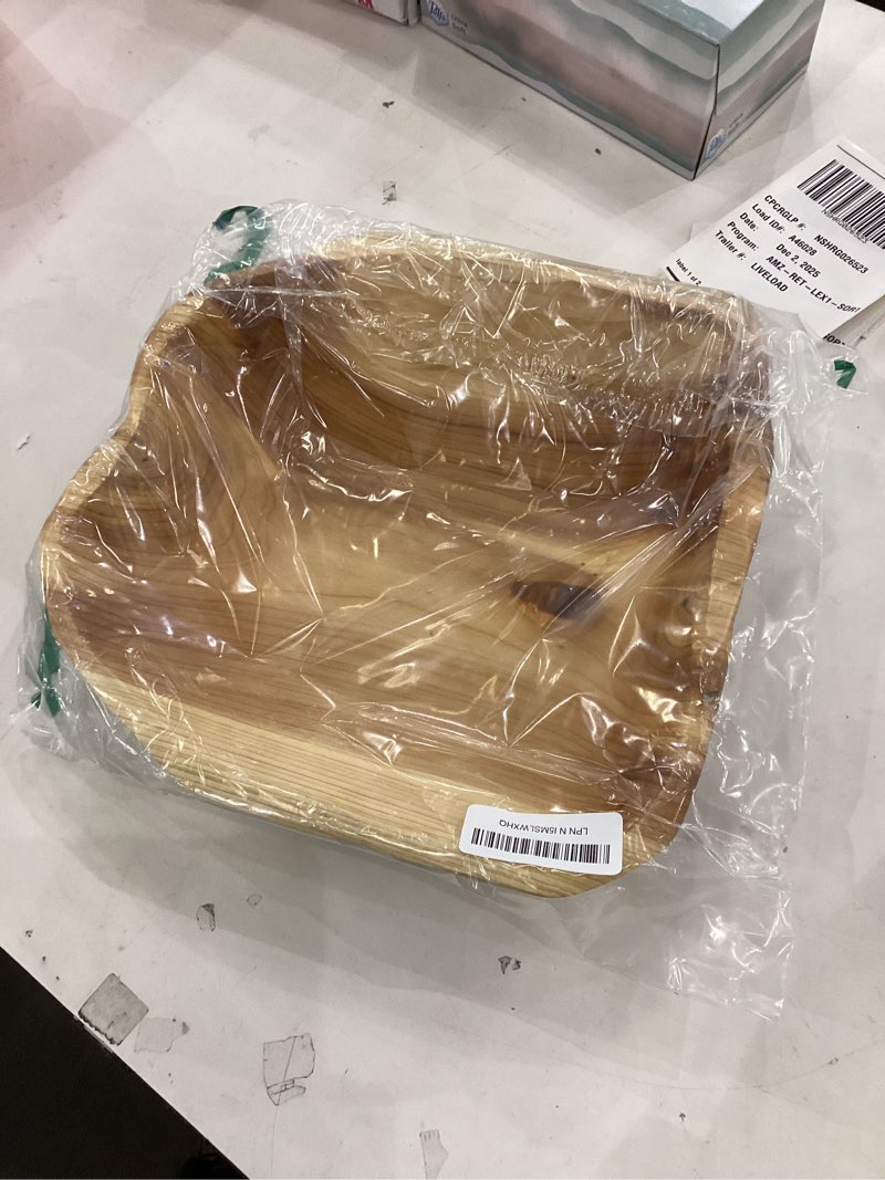 Condition photo showing New/Like New for Wooden Bowl Decorative Natural Wood Fruit Bowls, Irregular Creative Wood Bowl, Rustic Hand Carved Candy Snack Keys Serving Bowls for Home Decor (12"-14" Diameter)