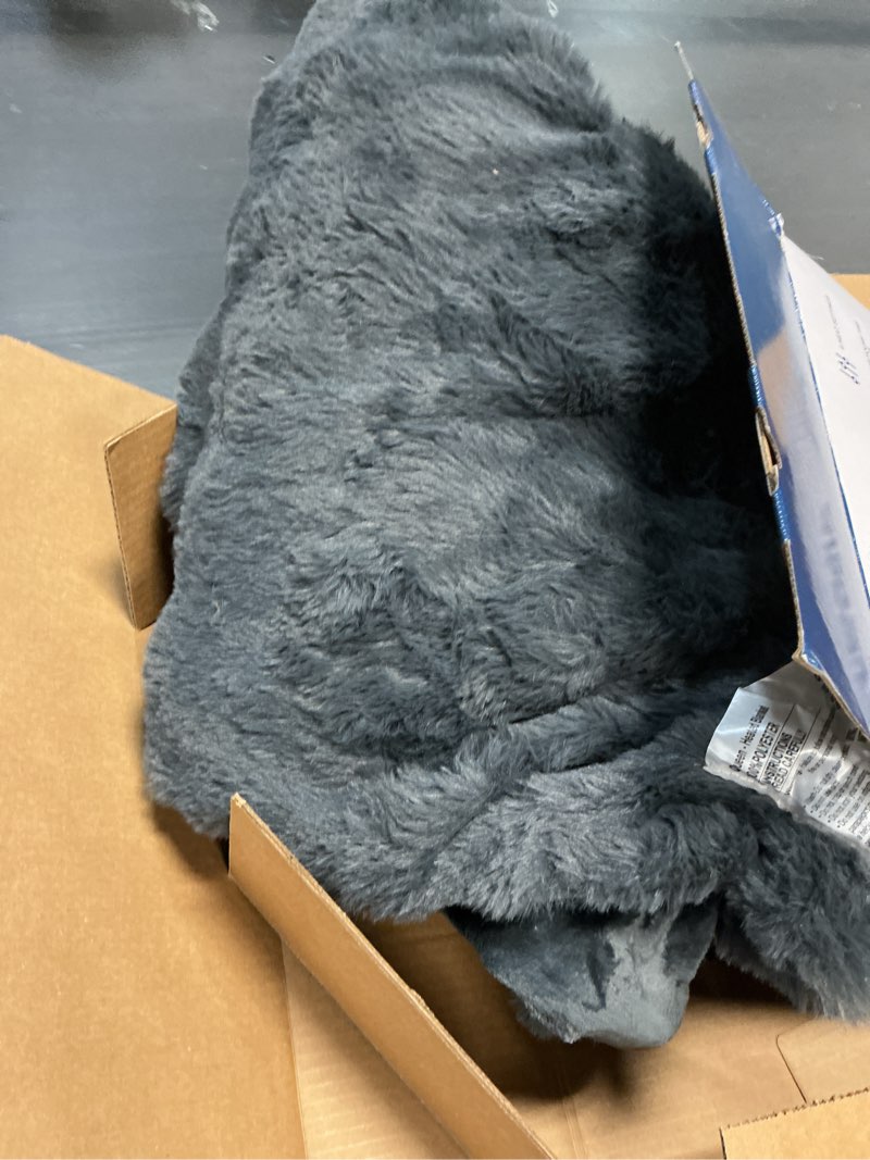 Condition photo showing As Is for Electric Blanket Queen Size,Luxury Flannel & Faux Rabbit Fur Bubble Heated Blanket,6 Heat Settings,1-10 Hour Auto Off,Overheat Protection,ETL & FCC Certification,84" x 90",Machine Washable,Dark Gray Deep Gray 8490-Queen
