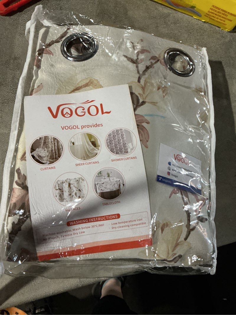 Condition photo showing Good Condition for VOGOL Grommet Blackout Curtains for Living Room, Magnolia Flower Printed Thermal Insulated Room Darkening Window Drapes Curtains for Bedroom(52 x 84 Inch,2 Panels) T001c1 52"W x 84"L (Pack of 2)