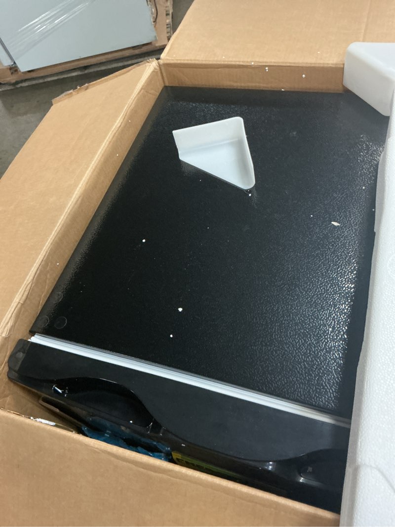 Condition photo showing As Is for RCA 4.5 Cu Ft Single Door Mini Fridge RFR465, Stainless Steel