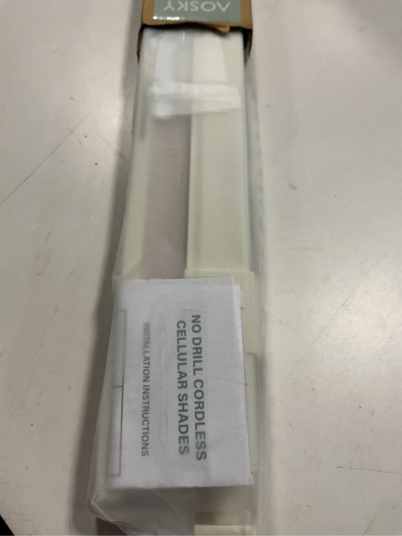 Condition photo showing Good Condition for aosky no tools no drill cordless cellular shades blinds for indoor windows, light filtering thermal insulated honeycomb window blinds shades for living room bedroom, 20" w x 48" h, linen light filtering-linen 20"w x 48"h