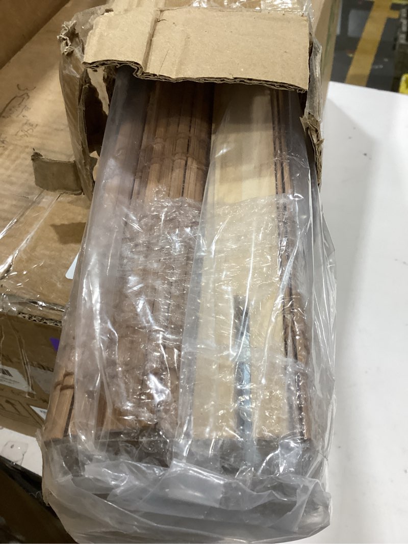 Condition photo showing New/Like New for lazblinds no tools no drill cordless bamboo roman shades, light filtering window treatment, roll up bamboo blinds for windows 42.5'' w x 48'' h, ceylon light russet light filtering-ceylon light russet 42.5" w x 48" h