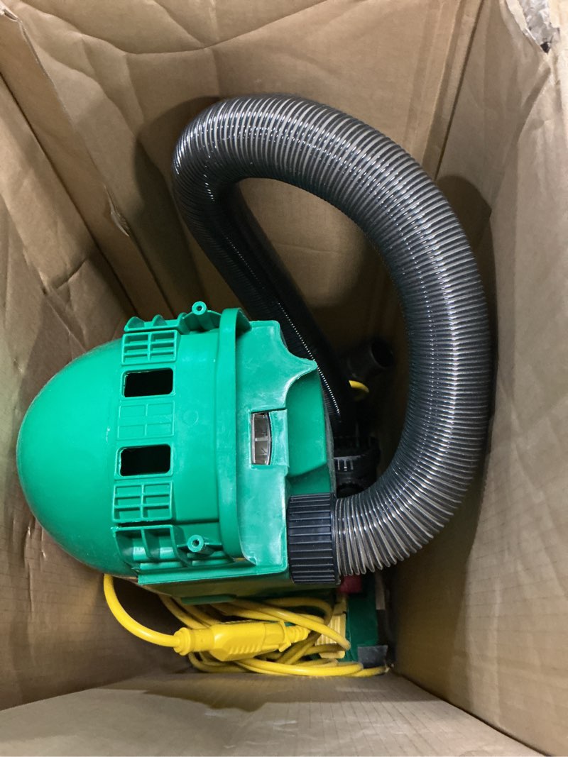 Condition photo showing As Is for bissell biggreen bgu1937t 13.5" pro cup bagless upright vacuum with on-board tools, 44" height, 13.5" wide, 13.2" length, polypropylene, 2 fl. oz. capacity, green