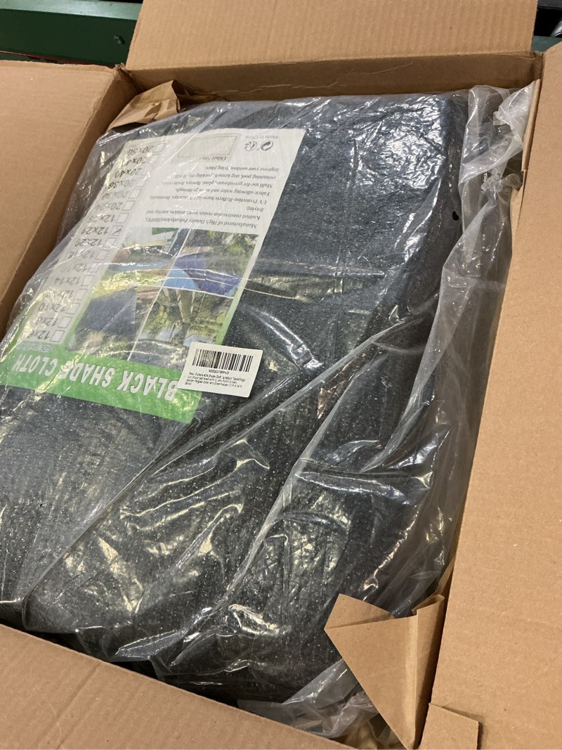 Condition photo showing Good Condition for e.share 40%-50% black shade cloth for garden - 12 ft x 24 ft sun shades netting outdoor patio with grommets, for plant covers,porch screen,pergola,greenhouse,chicken coop,car barn kennel 12 ft x 24 ft 40% shade