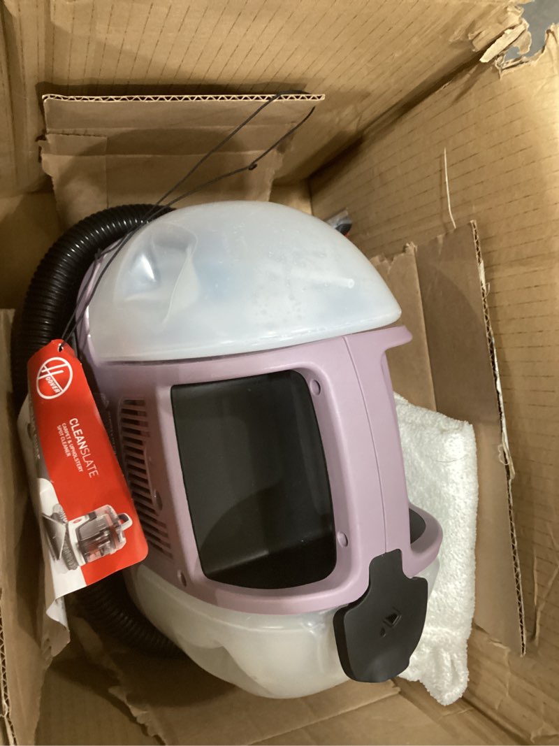 Condition photo showing As Is for BISSELL Little Green Mini Cordless Portable Carpet and Upholstery Deep Cleaner, Car/Auto Detailer, with HydroRinse Self-Cleaning Tool and 4" Tough Stain Tool, Limited Edition Color Dusk Pink, 4015F Limited Edition Dusk