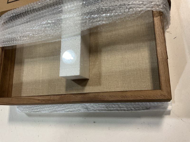 Condition photo showing Good Condition for 16x20 shadow box frame in wood color with linen back - shadow box frame with paulownia wood and real glass cover for wall or tabletop display wood 16*20