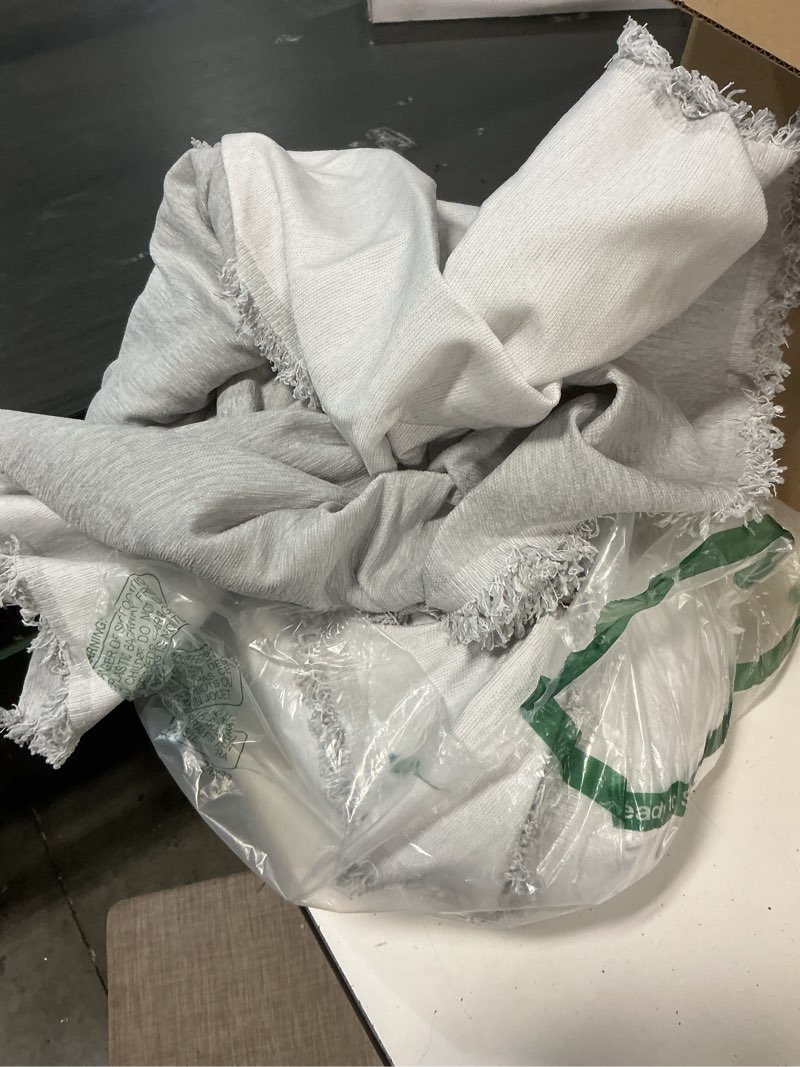 Condition photo showing As Is for Simple&Opulence 100% Linen Throw Blanket 55x75 inches, Farmhouse Boho Tassel Blanket for Couch, Bed, Sofa, Breathable Natural Cozy Décor, Linen Linen 55"x75"