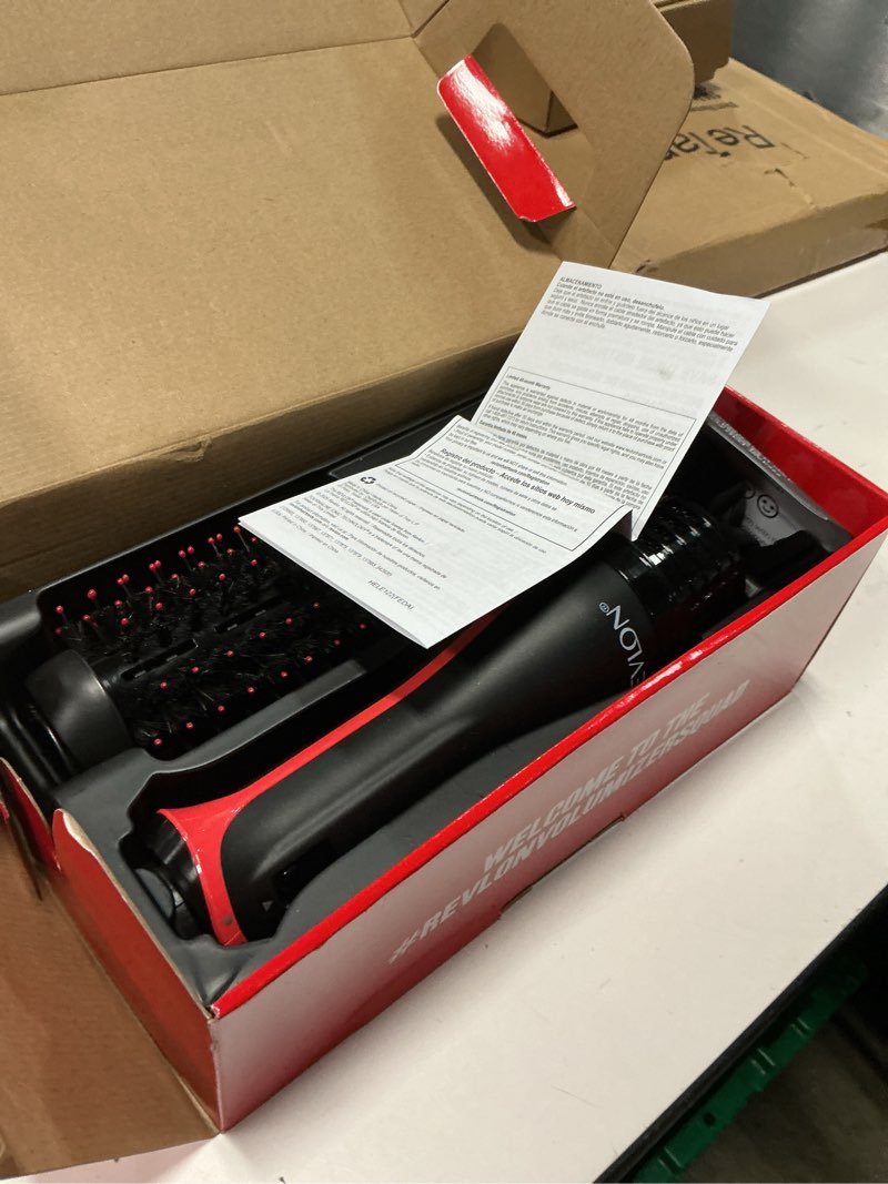 Condition photo showing As Is for revlon one step volumizer plus hair dryer and styler - more volume, less damage, and more styling control for easy and fast salon-style blowouts, plus travel friendly (black) black red 2.0 volumizer plus